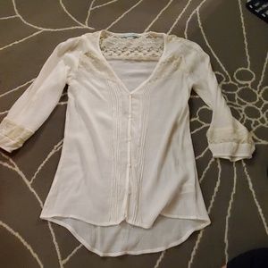 Maurice's button down cream colored shirt